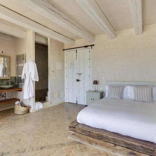 Spacious bedroom and bathroom
