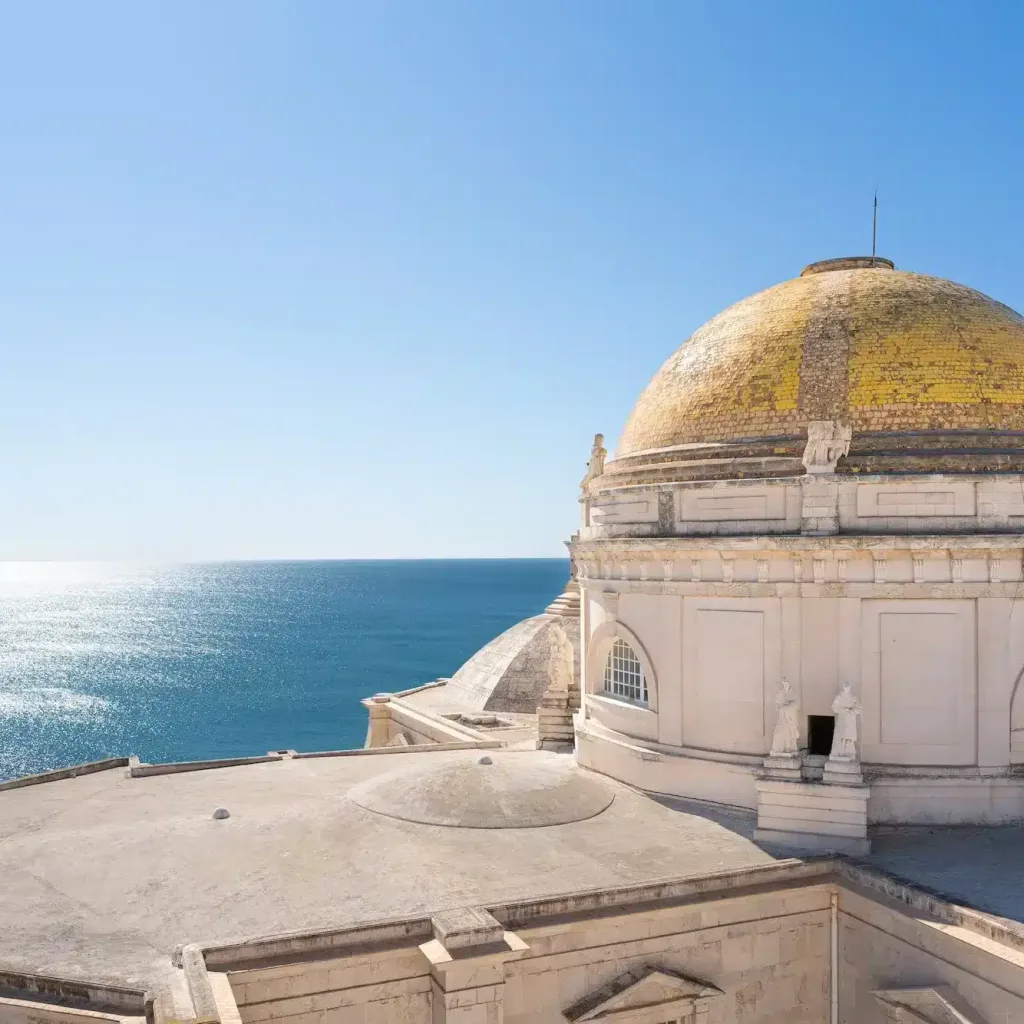 Cadiz Cathedral, Spain with an free view of the sea